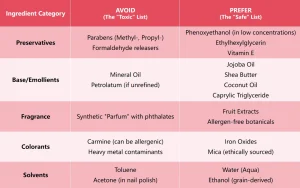 A Checklist for Safe Ingredients